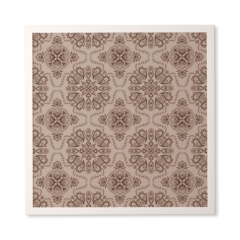 Pimlada Phuapradit Floral Tiles Light Brown Framed Wall Art