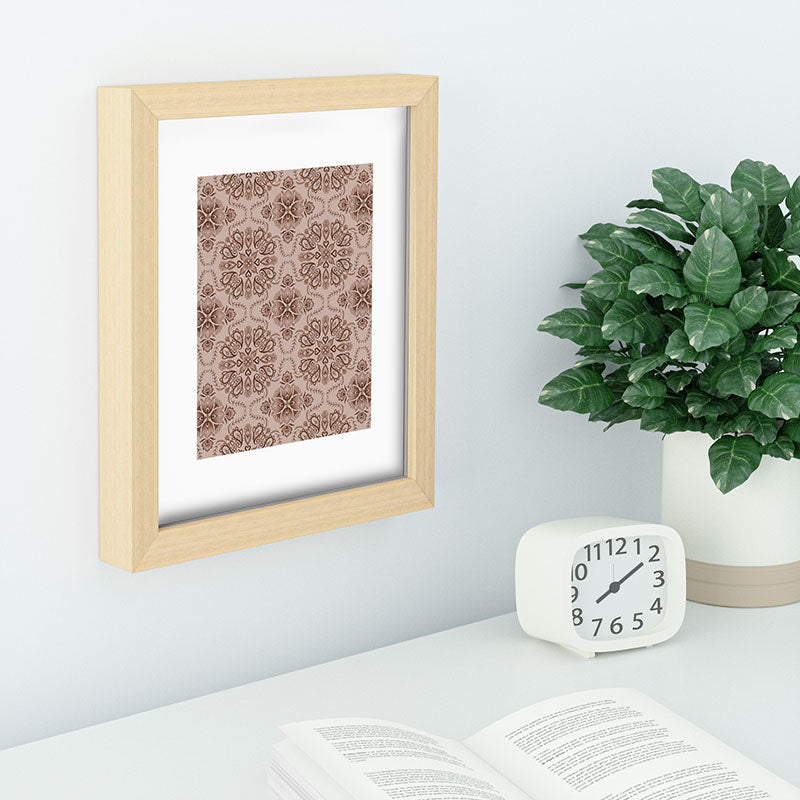 Pimlada Phuapradit Floral Tiles Light Brown Recessed Framing Rectangle