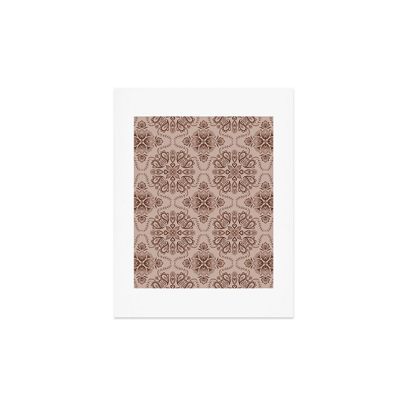 Pimlada Phuapradit Floral Tiles Light Brown Art Print