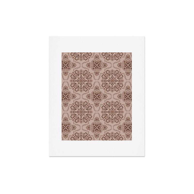 Pimlada Phuapradit Floral Tiles Light Brown Art Print