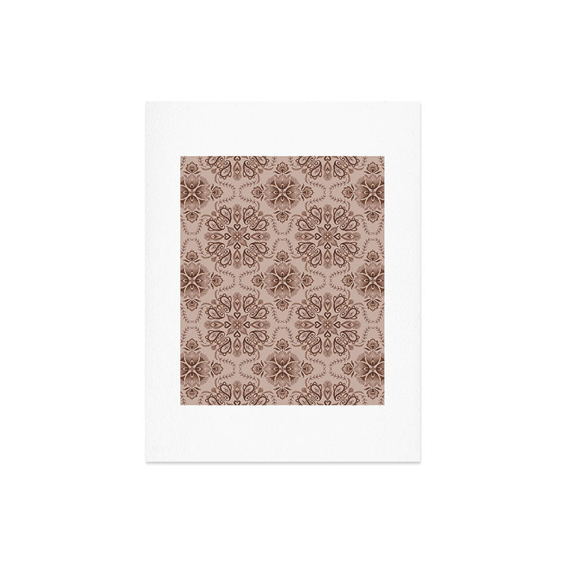 Pimlada Phuapradit Floral Tiles Light Brown Art Print
