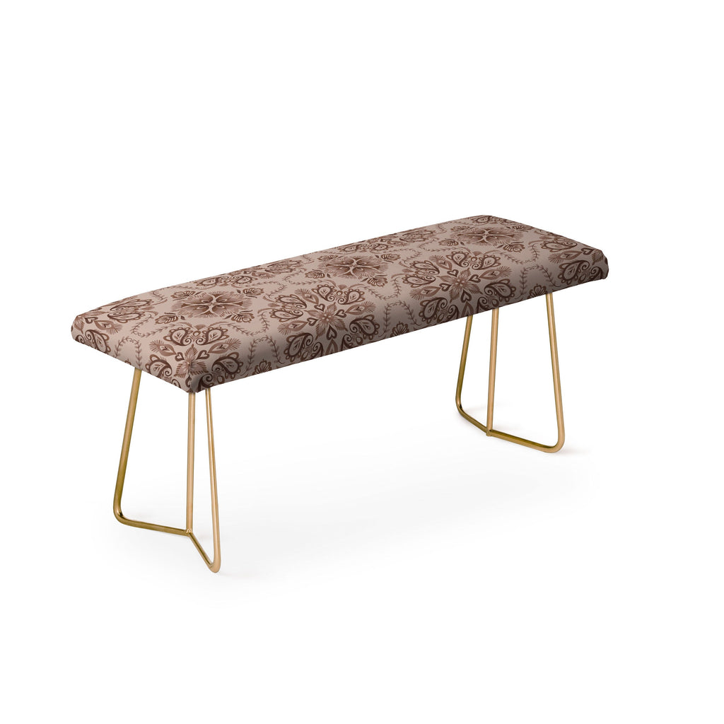 Pimlada Phuapradit Floral Tiles Light Brown Bench