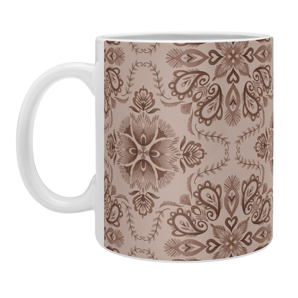 Pimlada Phuapradit Floral Tiles Light Brown Coffee Mug