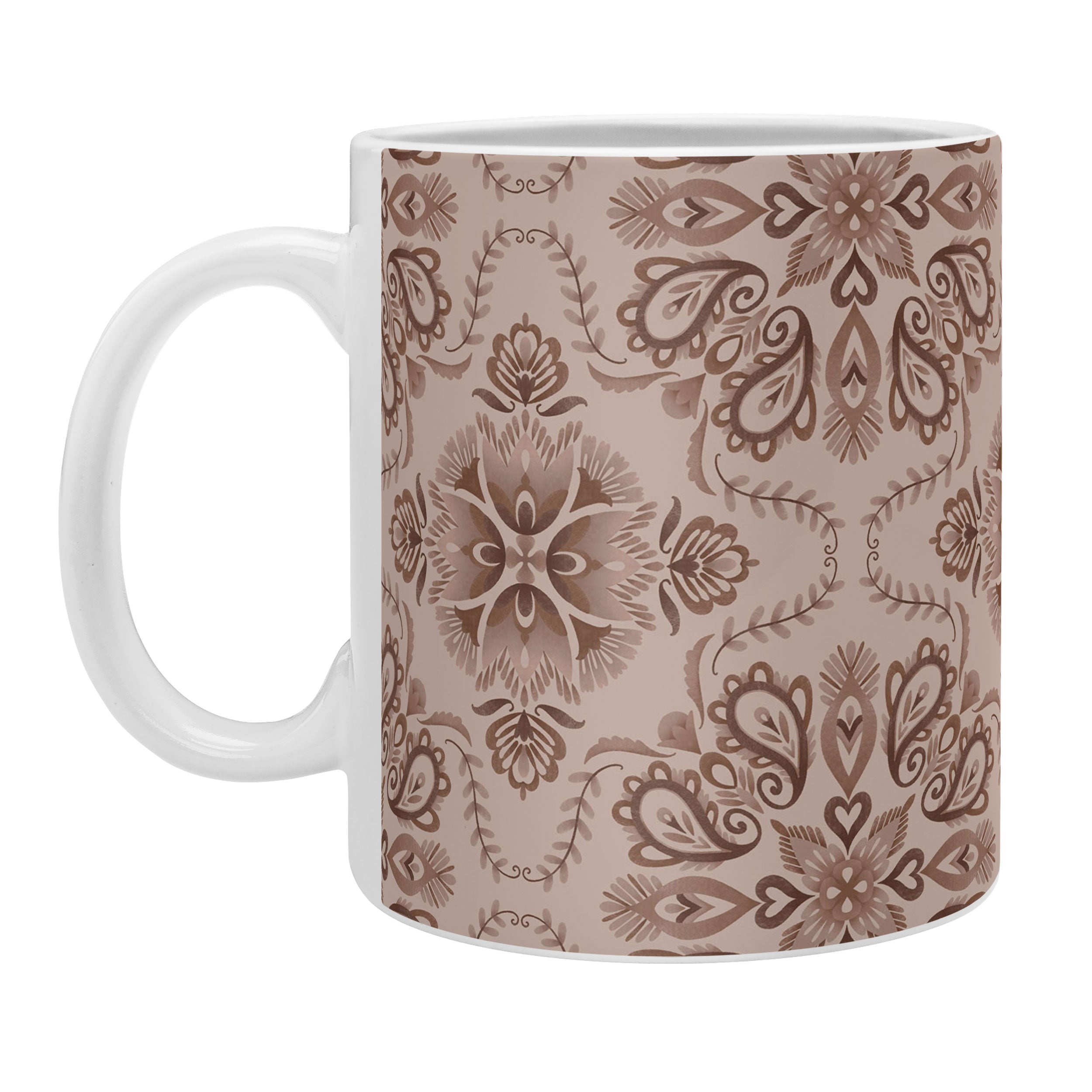 Pimlada Phuapradit Floral Tiles Light Brown Coffee Mug