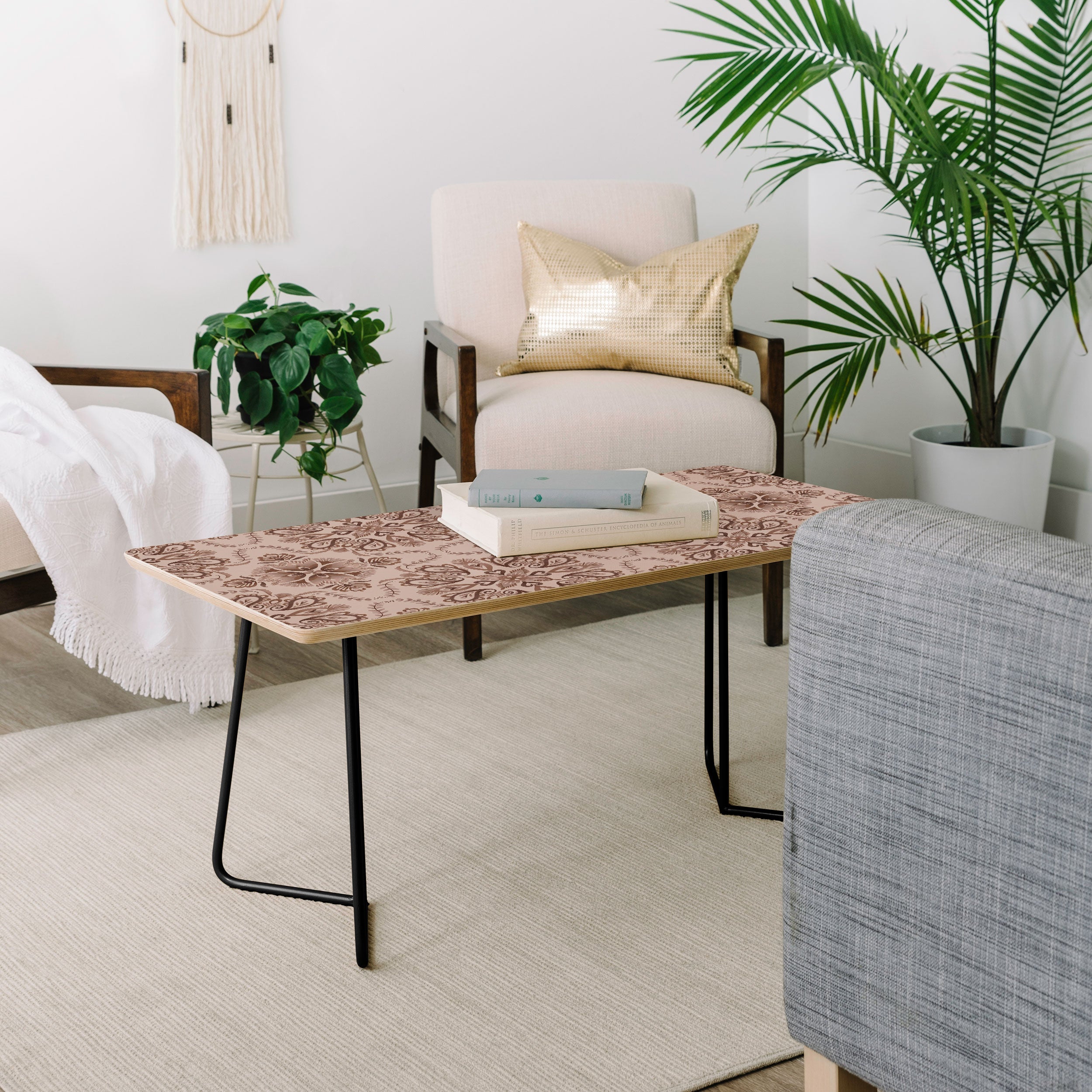 Pimlada Phuapradit Floral Tiles Light Brown Coffee Table