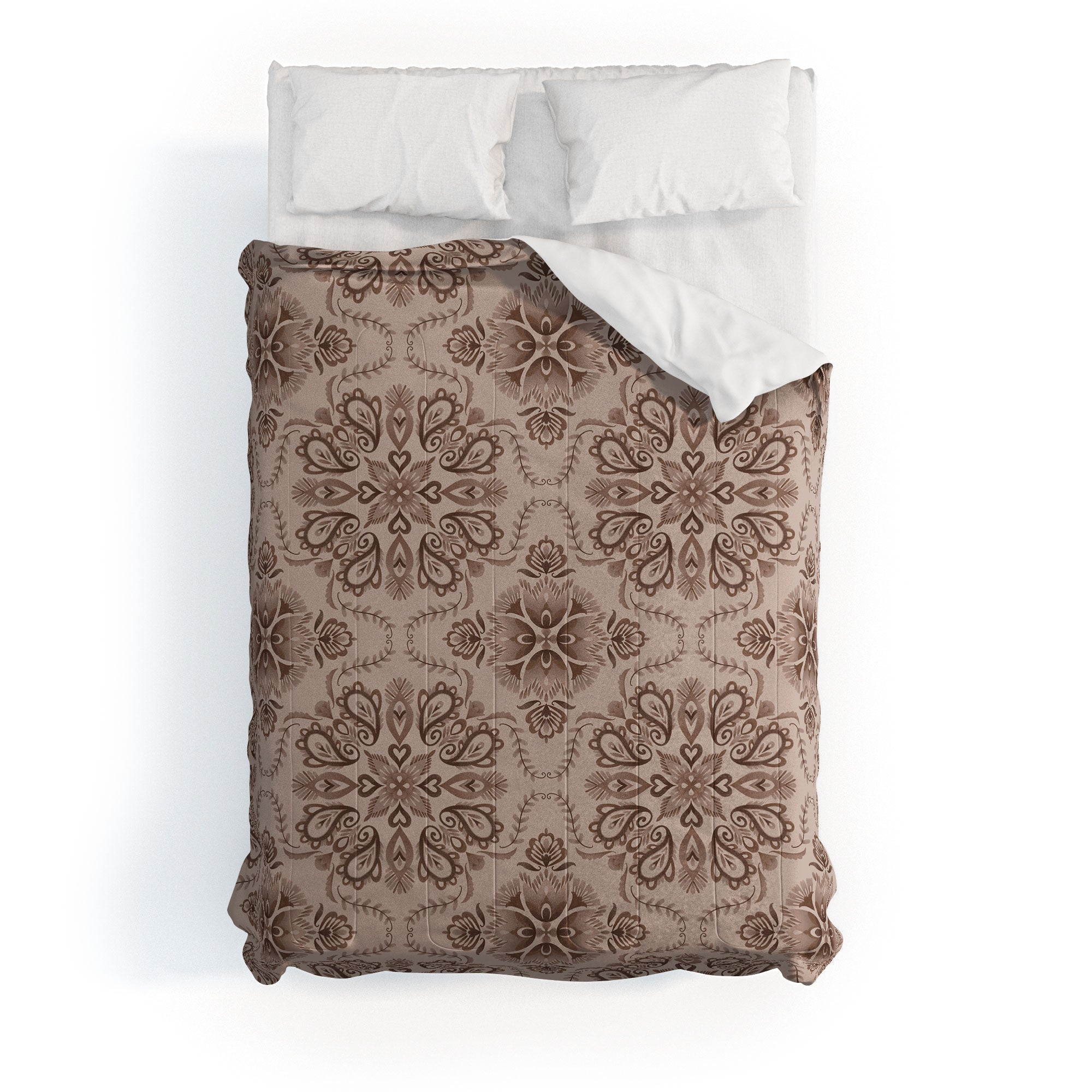 Pimlada Phuapradit Floral Tiles Light Brown Comforter