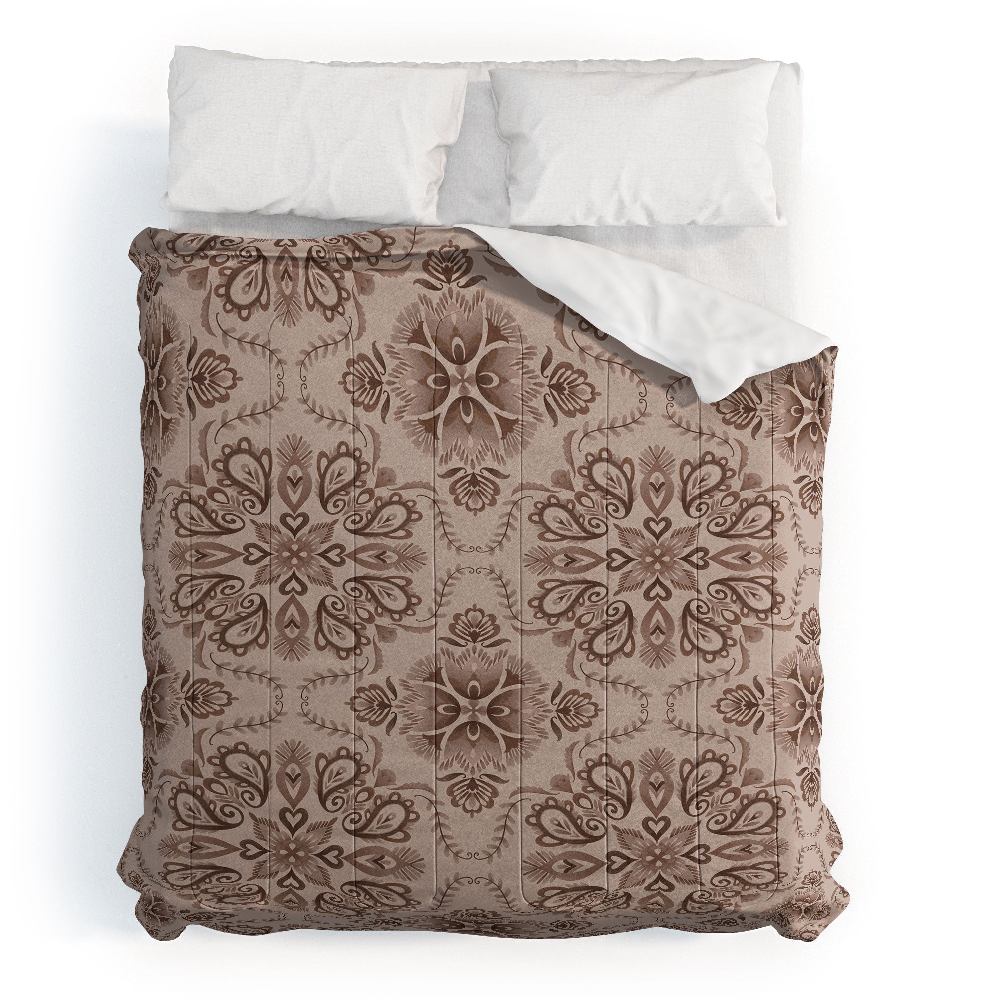 Pimlada Phuapradit Floral Tiles Light Brown Comforter