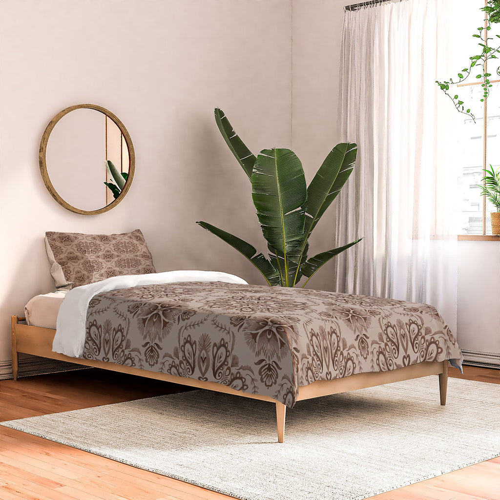 Pimlada Phuapradit Floral Tiles Light Brown Comforter