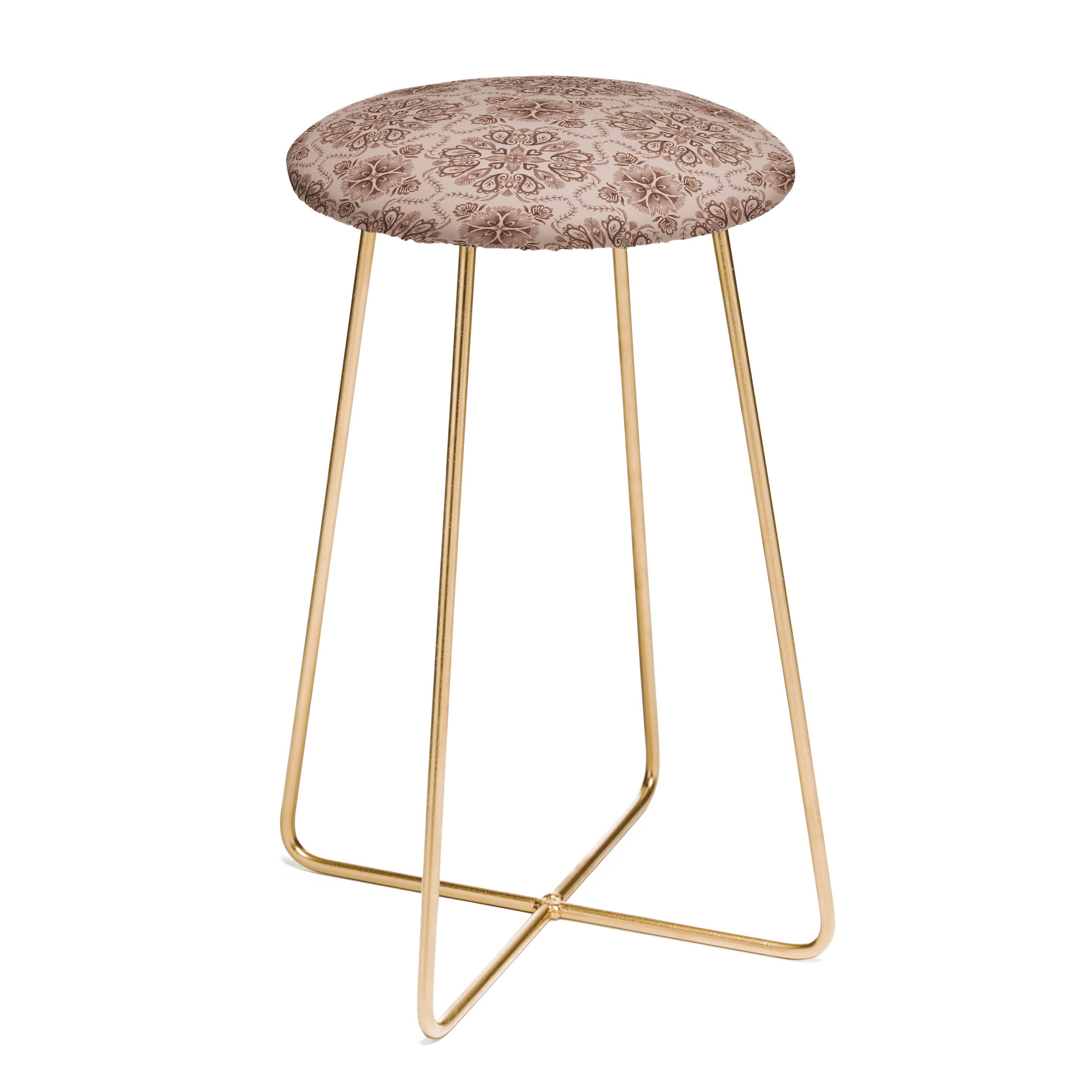 Pimlada Phuapradit Floral Tiles Light Brown Counter Stool