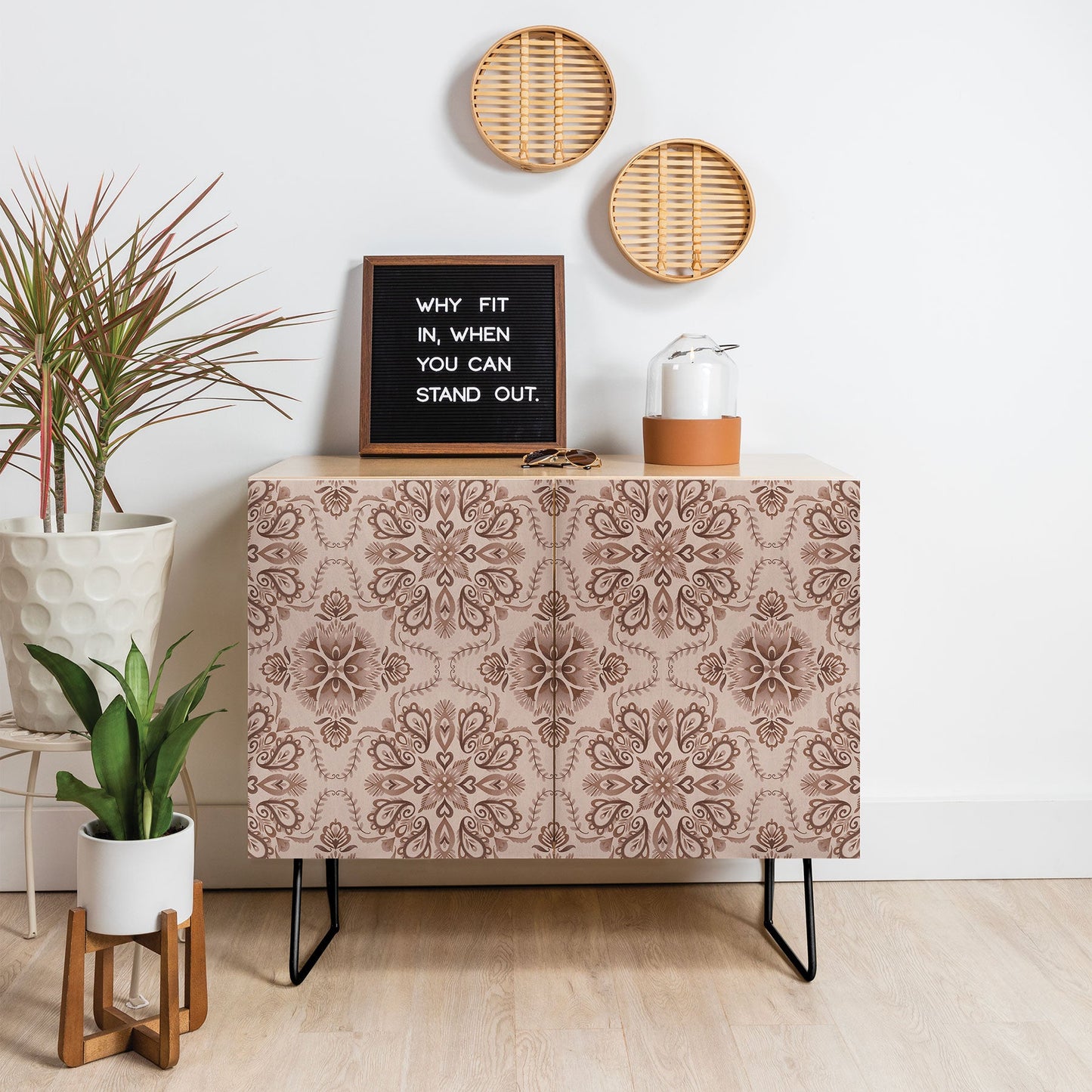 Pimlada Phuapradit Floral Tiles Light Brown Credenza
