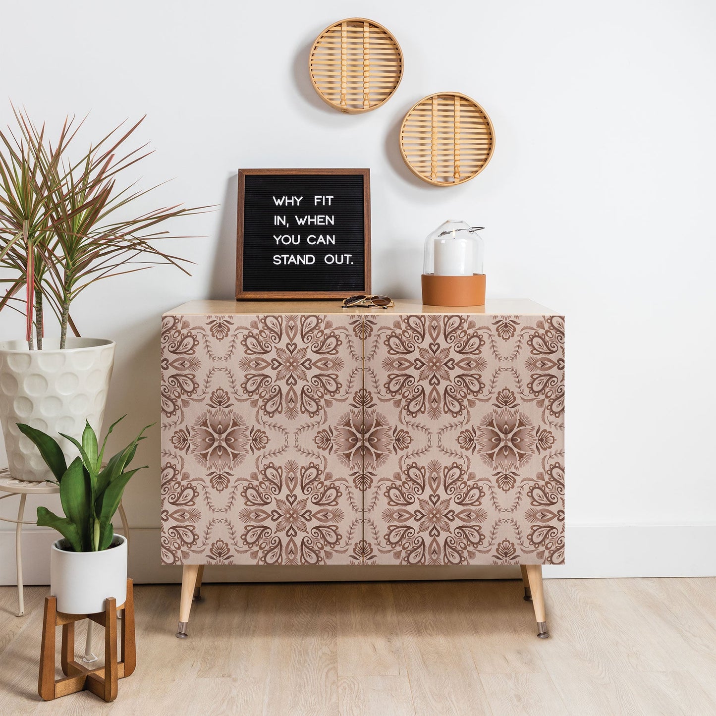 Pimlada Phuapradit Floral Tiles Light Brown Credenza