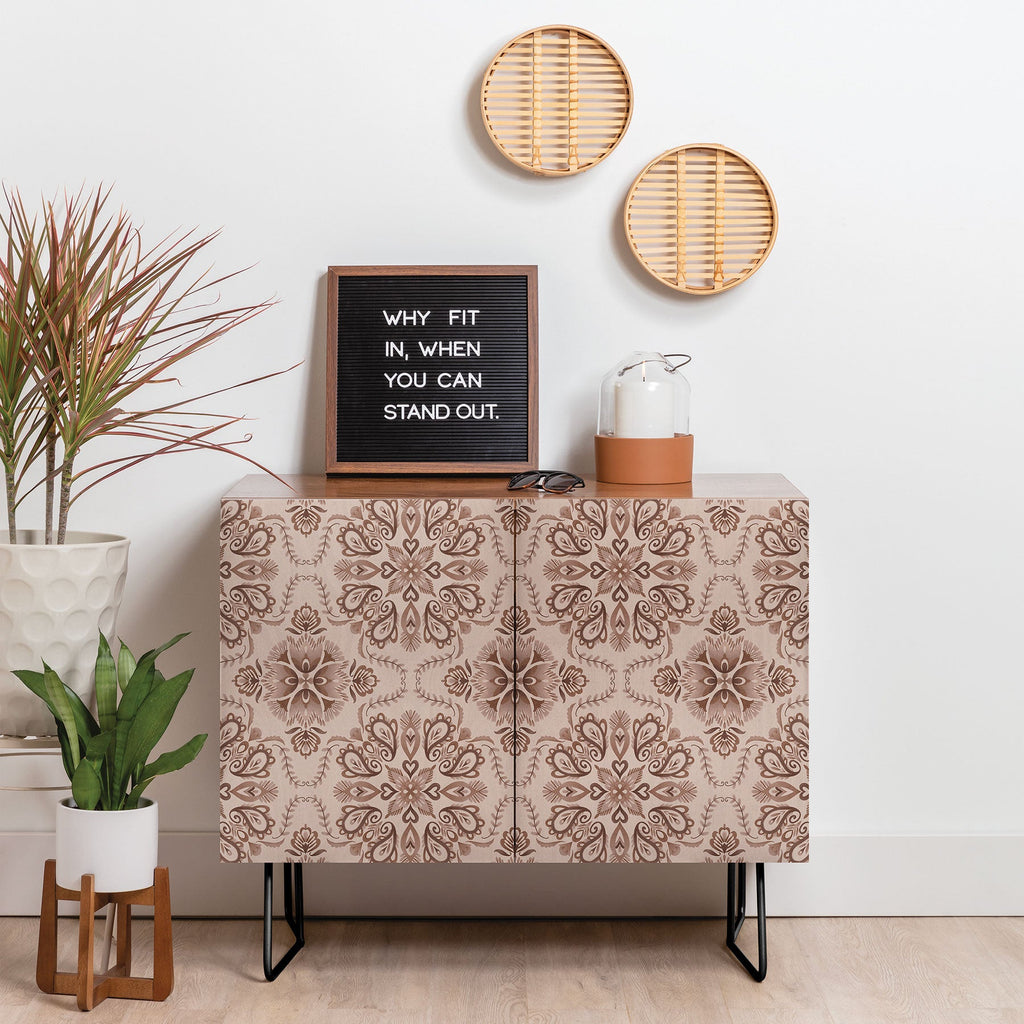 Pimlada Phuapradit Floral Tiles Light Brown Credenza