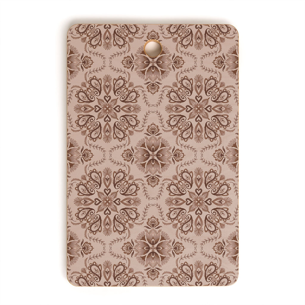 Pimlada Phuapradit Floral Tiles Light Brown Cutting Board Rectangle