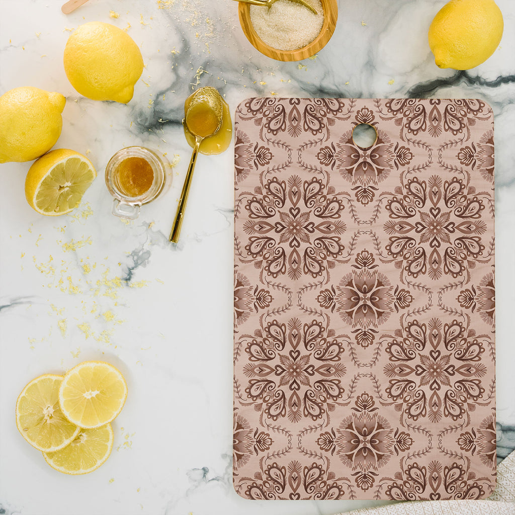 Pimlada Phuapradit Floral Tiles Light Brown Cutting Board Rectangle