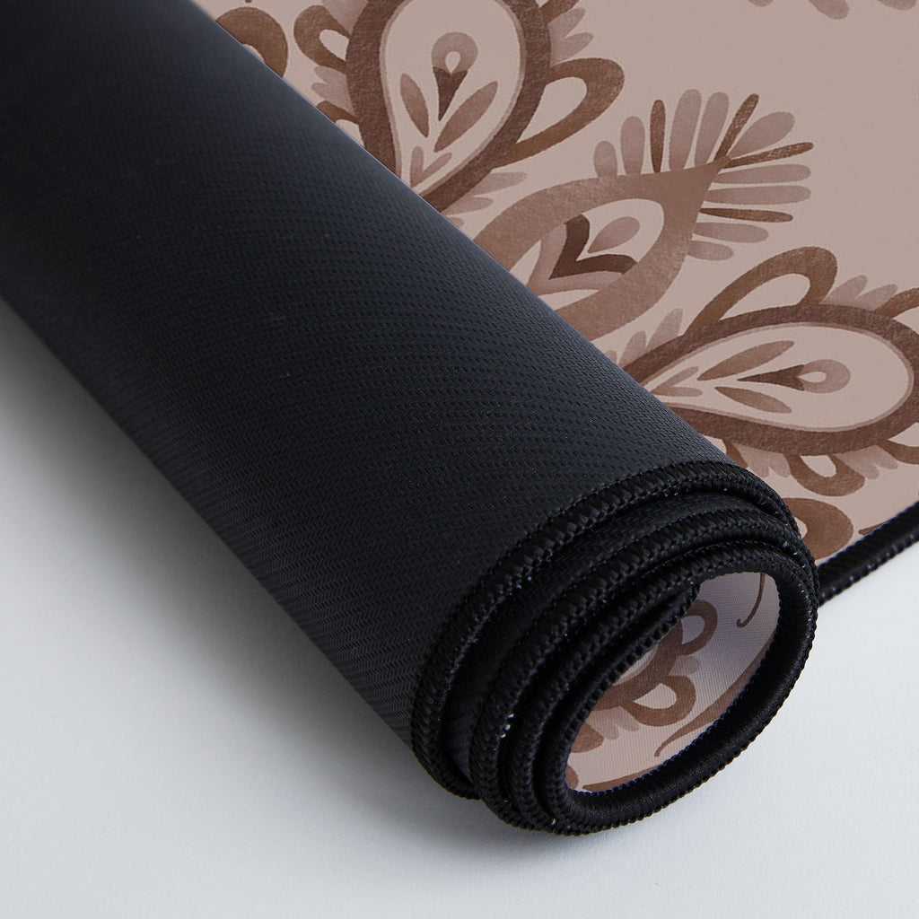 Pimlada Phuapradit Floral Tiles Light Brown Desk Mat