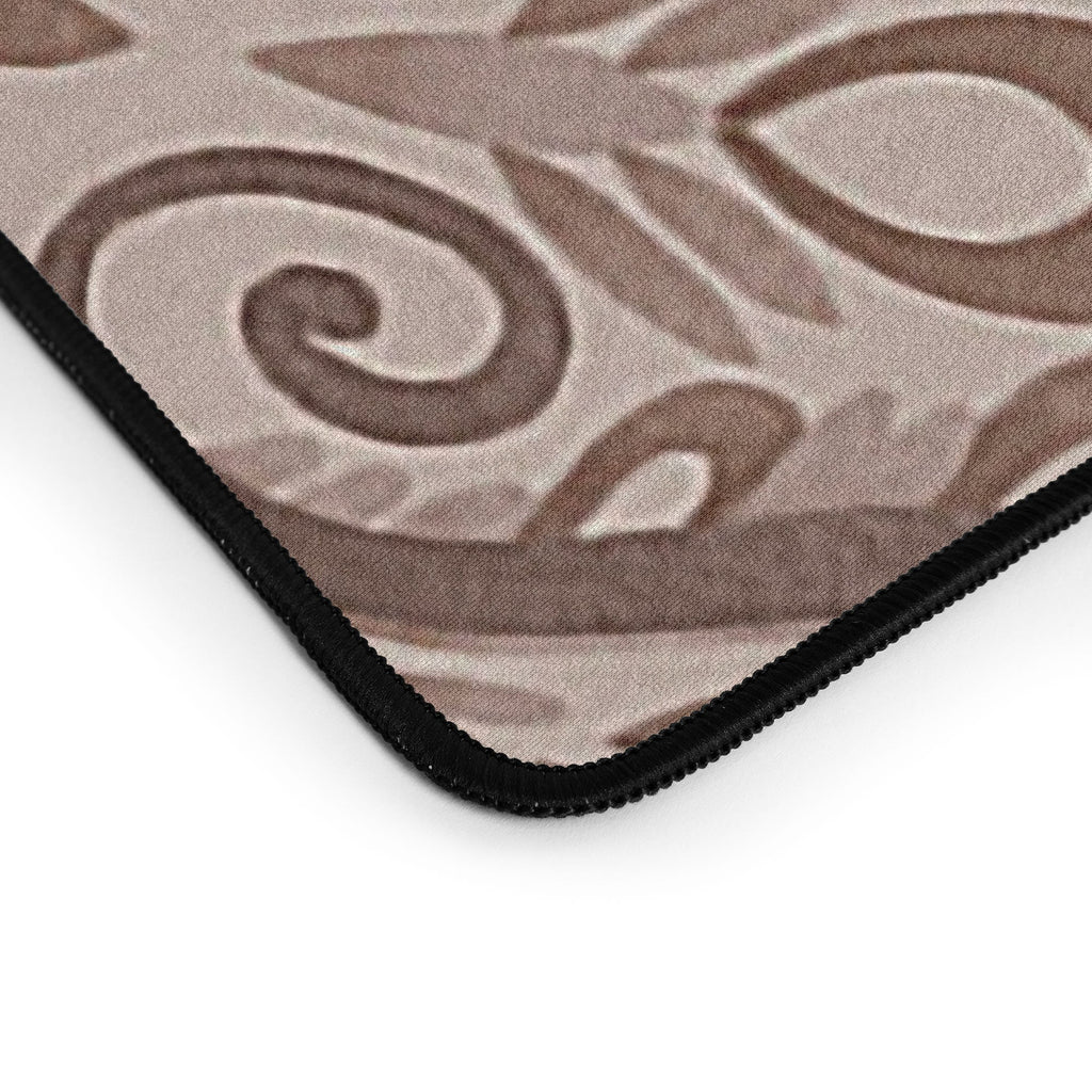 Pimlada Phuapradit Floral Tiles Light Brown Desk Mat