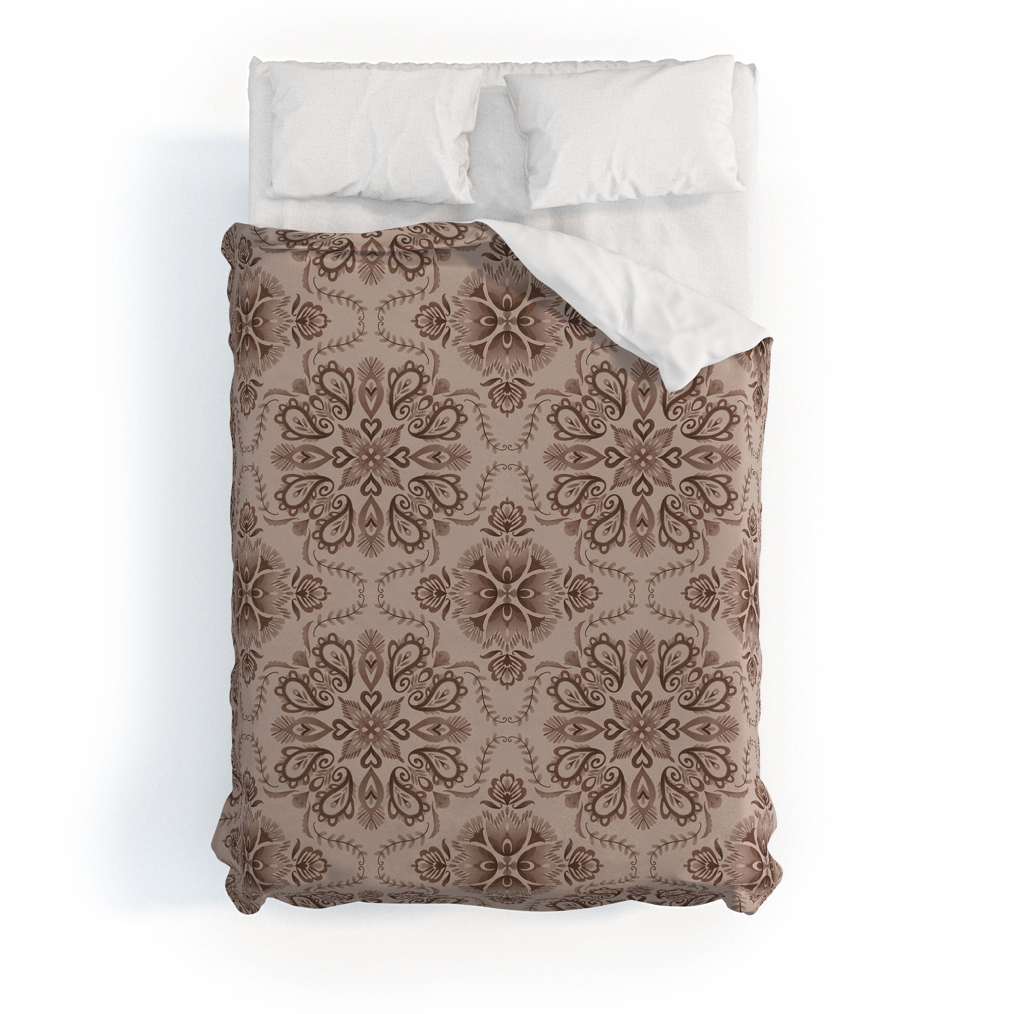 Pimlada Phuapradit Floral Tiles Light Brown Duvet Cover