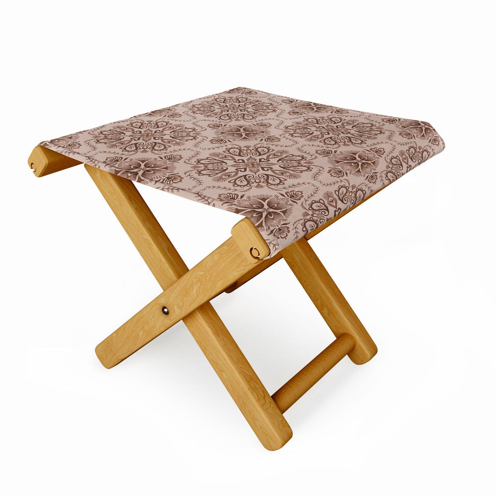 Pimlada Phuapradit Floral Tiles Light Brown Folding Stool