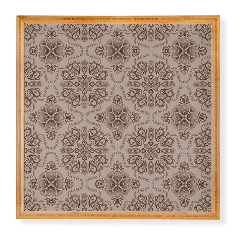 Pimlada Phuapradit Floral Tiles Light Brown Framed Wall Art