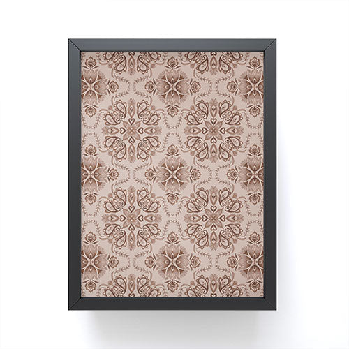 Pimlada Phuapradit Floral Tiles Light Brown Framed Mini Art Print