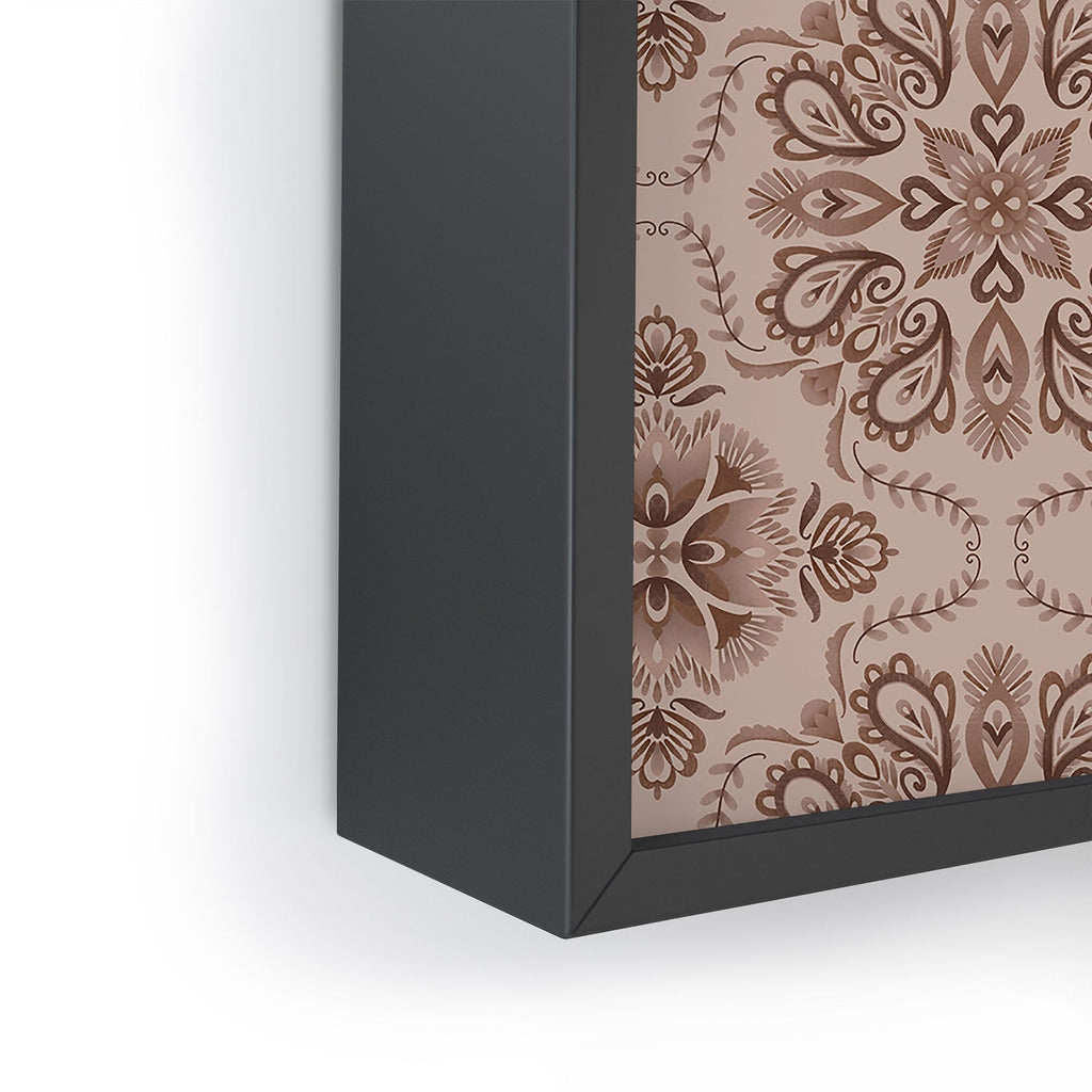 Pimlada Phuapradit Floral Tiles Light Brown Framed Mini Art Print