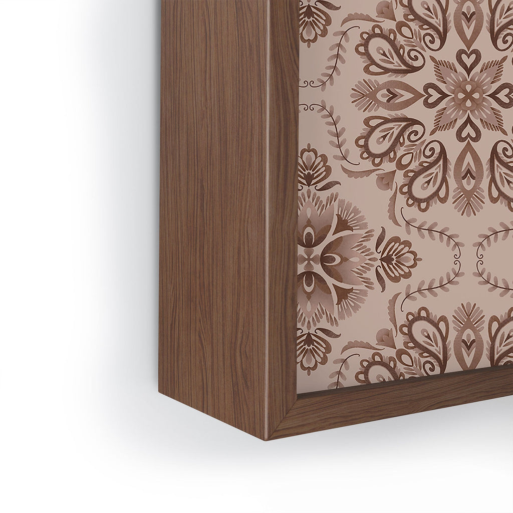 Pimlada Phuapradit Floral Tiles Light Brown Framed Mini Art Print