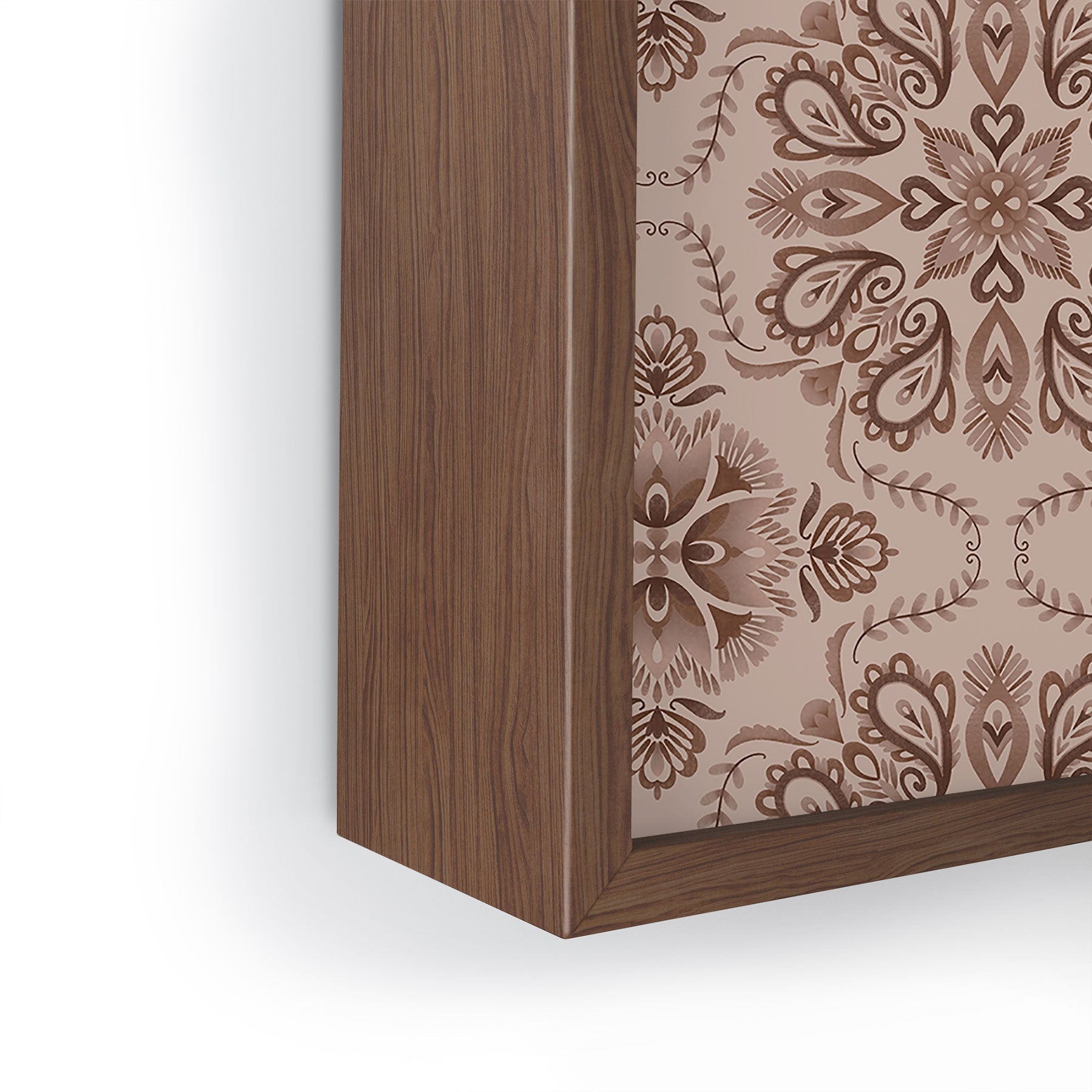 Pimlada Phuapradit Floral Tiles Light Brown Framed Mini Art Print