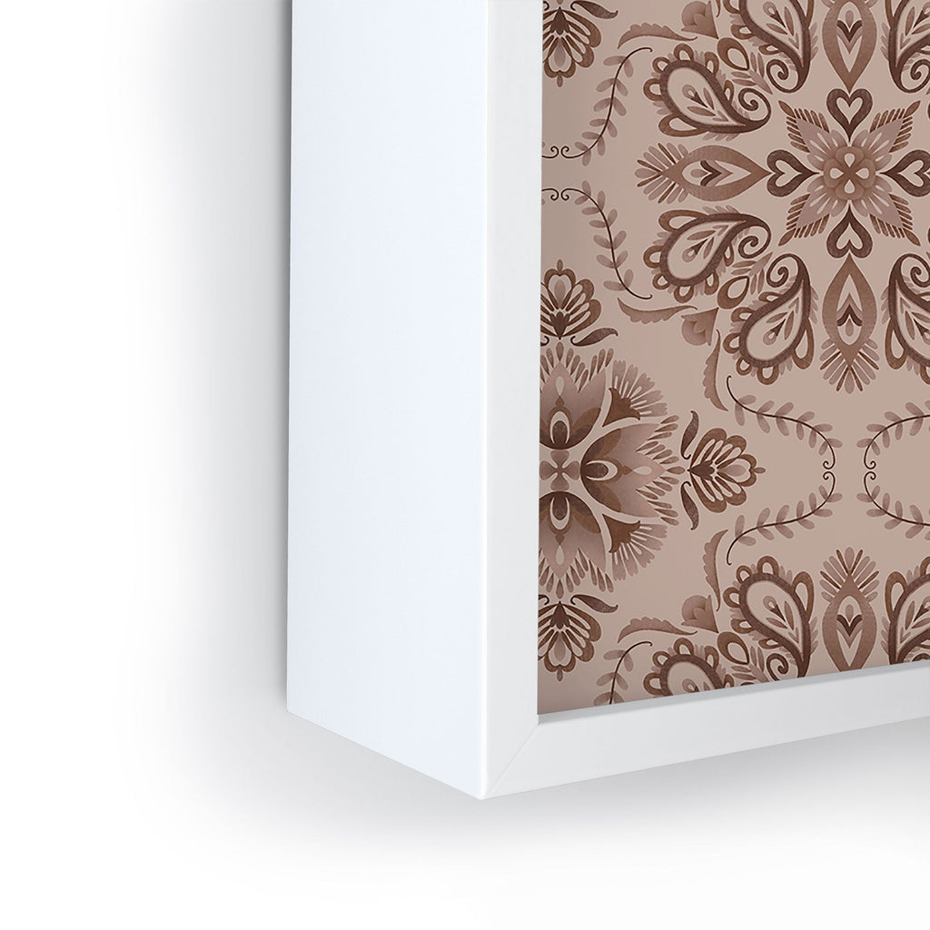 Pimlada Phuapradit Floral Tiles Light Brown Framed Mini Art Print