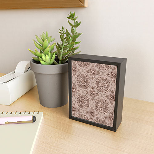 Pimlada Phuapradit Floral Tiles Light Brown Framed Mini Art Print
