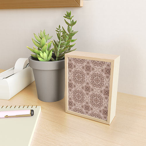 Pimlada Phuapradit Floral Tiles Light Brown Framed Mini Art Print