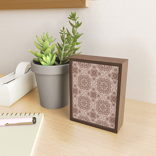 Pimlada Phuapradit Floral Tiles Light Brown Framed Mini Art Print
