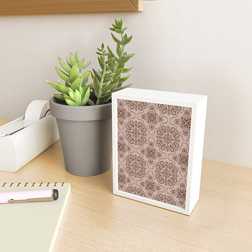 Pimlada Phuapradit Floral Tiles Light Brown Framed Mini Art Print