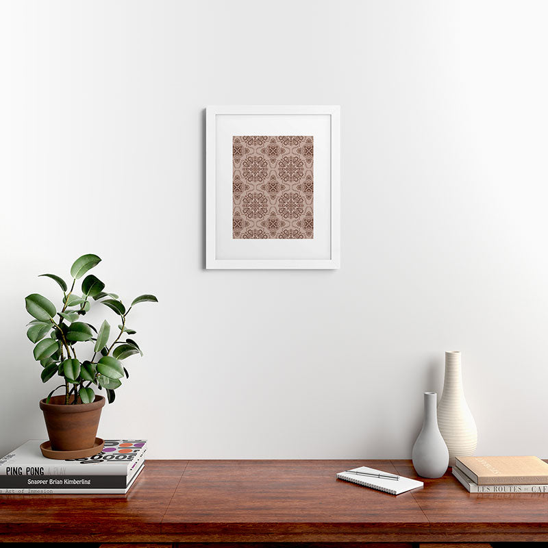 Pimlada Phuapradit Floral Tiles Light Brown Framed Art Print