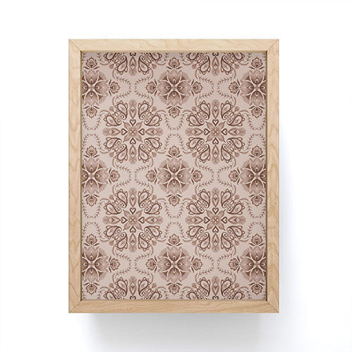 Pimlada Phuapradit Floral Tiles Light Brown Framed Mini Art Print
