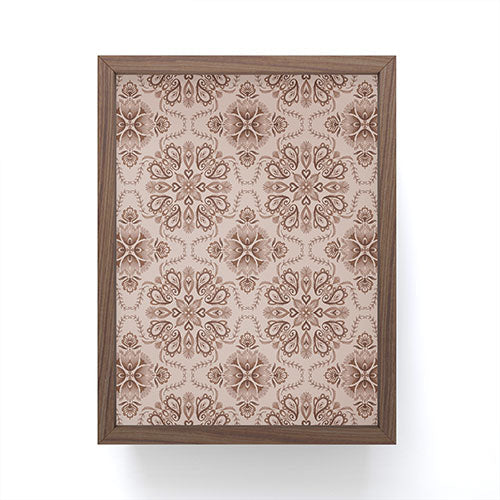 Pimlada Phuapradit Floral Tiles Light Brown Framed Mini Art Print