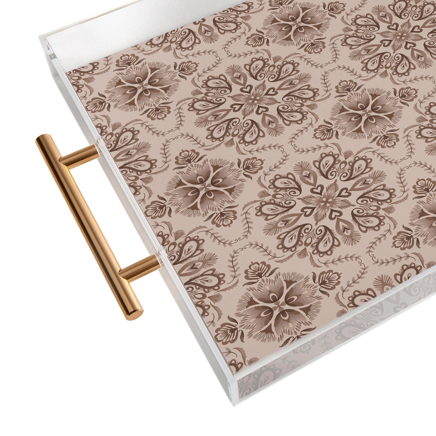 Pimlada Phuapradit Floral Tiles Light Brown Acrylic Tray