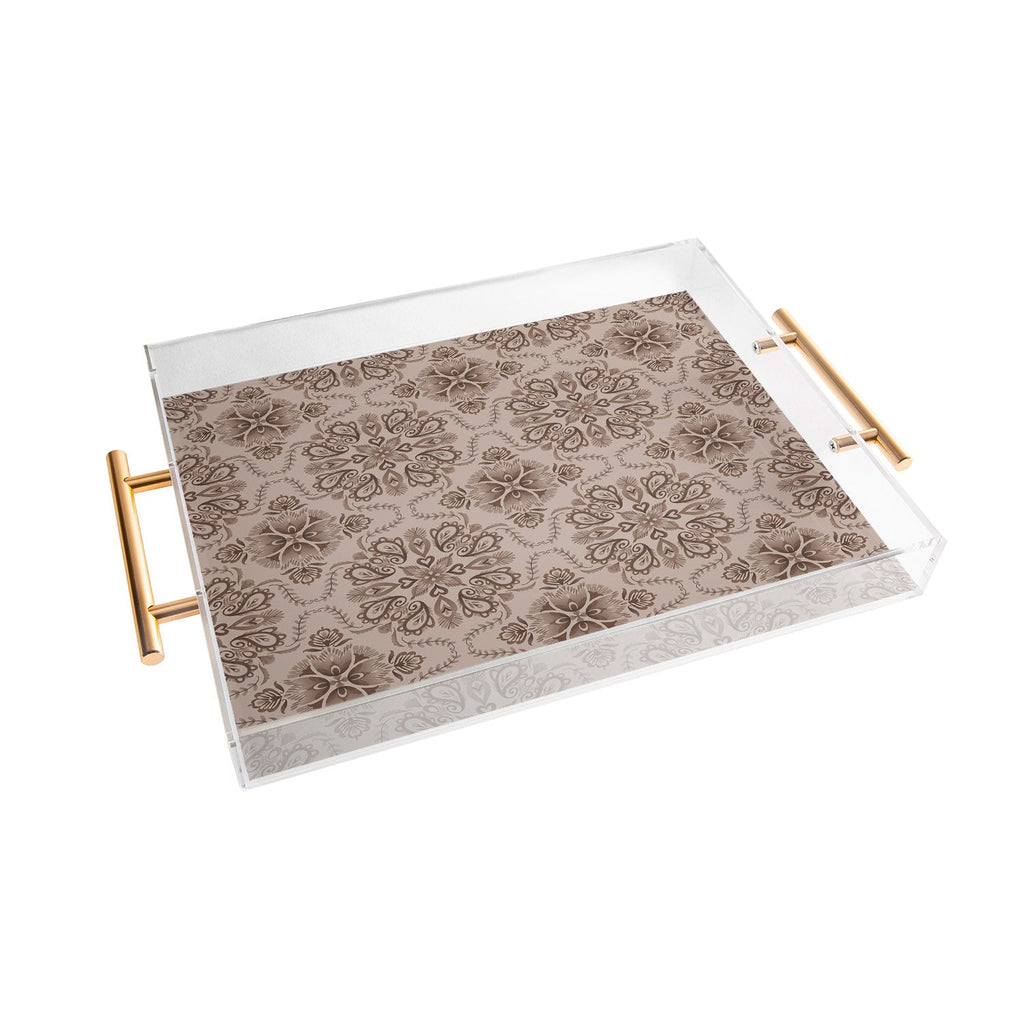 Pimlada Phuapradit Floral Tiles Light Brown Acrylic Tray