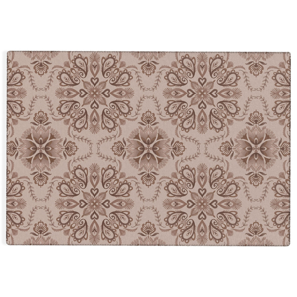 Pimlada Phuapradit Floral Tiles Light Brown Outdoor Rug