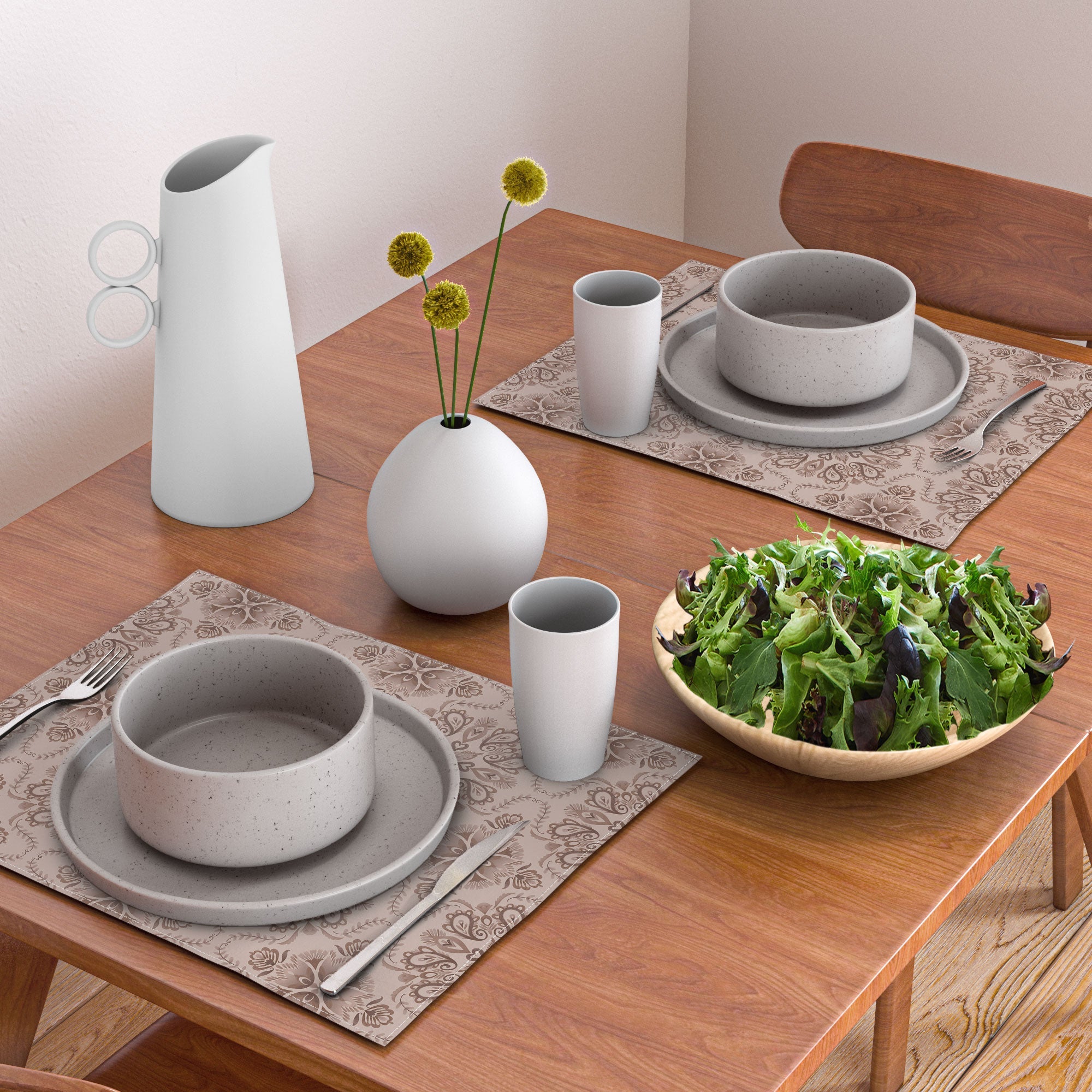 Pimlada Phuapradit Floral Tiles Light Brown Placemat
