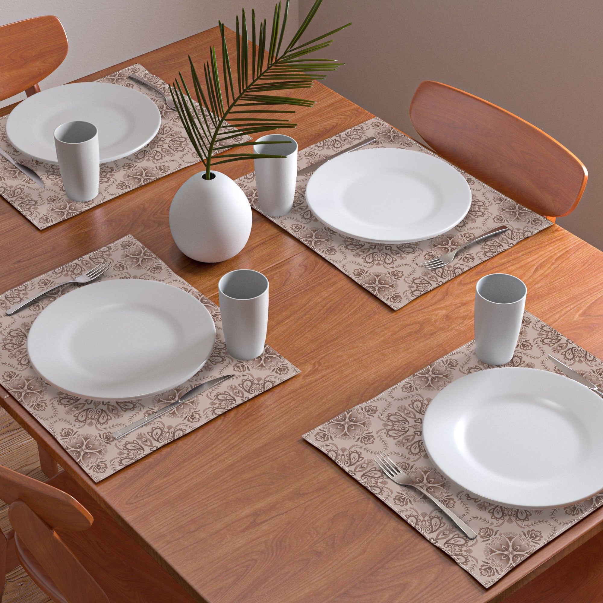 Pimlada Phuapradit Floral Tiles Light Brown Placemat