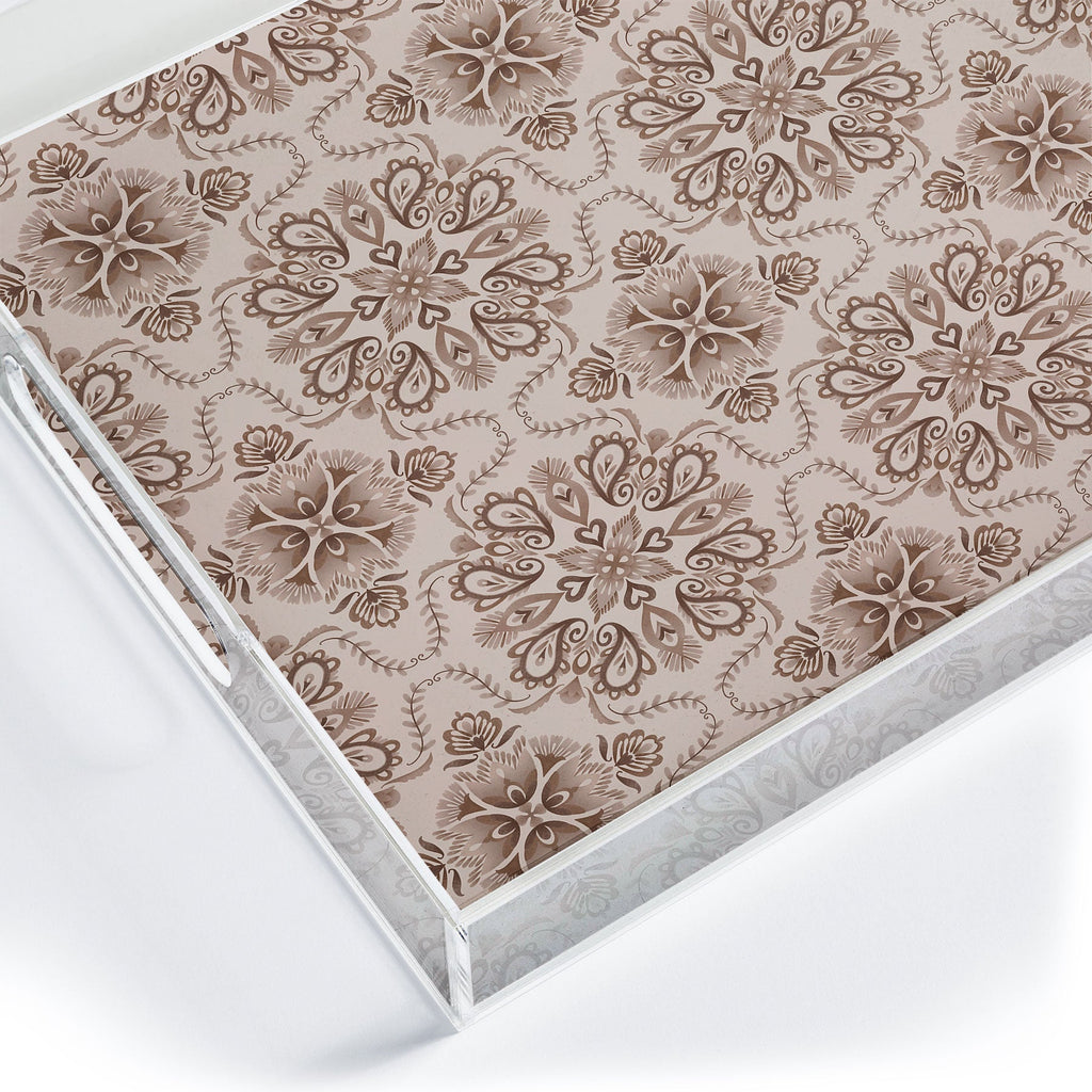 Pimlada Phuapradit Floral Tiles Light Brown Acrylic Tray