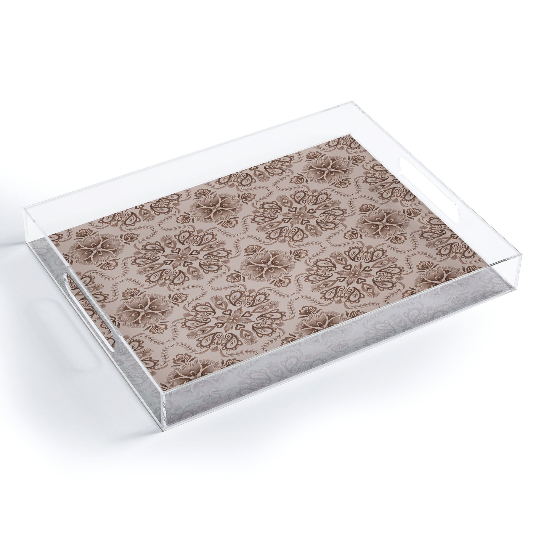 Pimlada Phuapradit Floral Tiles Light Brown Acrylic Tray