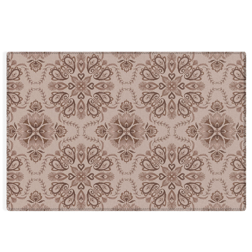 Pimlada Phuapradit Floral Tiles Light Brown Outdoor Rug
