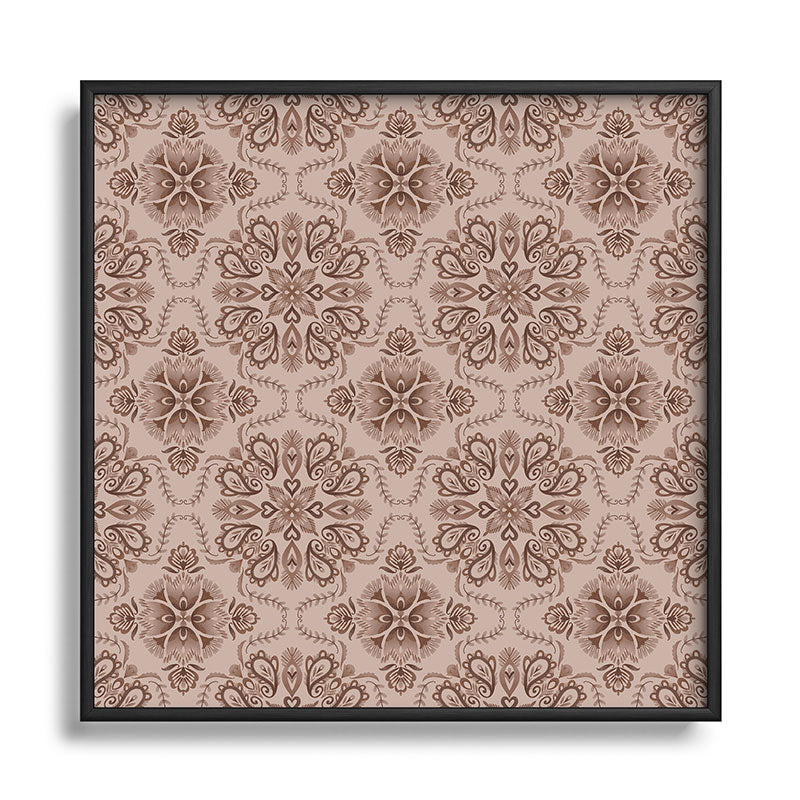 Pimlada Phuapradit Floral Tiles Light Brown Square Metal Framed Art Print