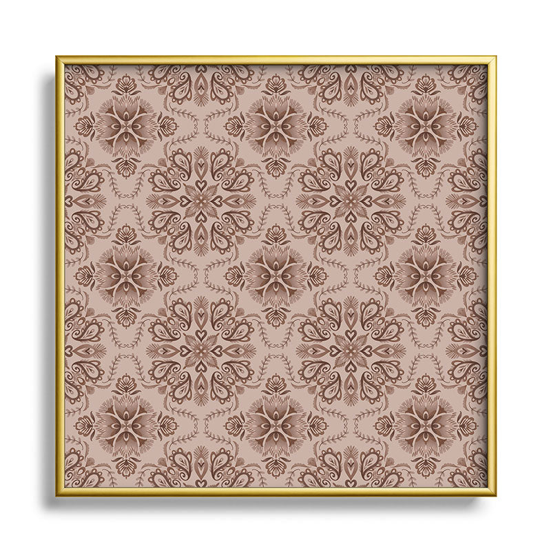 Pimlada Phuapradit Floral Tiles Light Brown Square Metal Framed Art Print