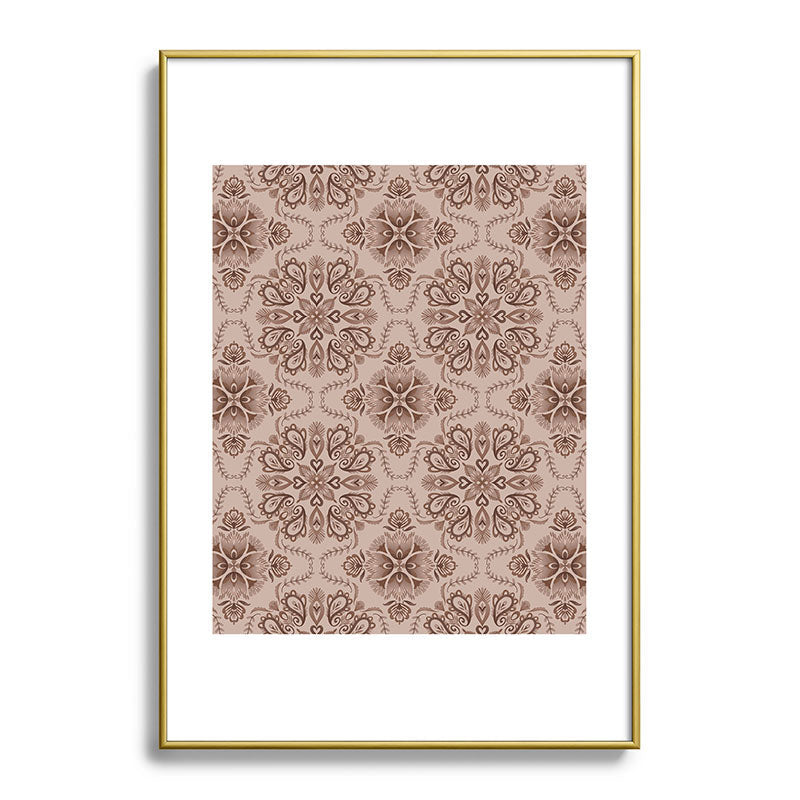 Pimlada Phuapradit Floral Tiles Light Brown Metal Framed Art Print