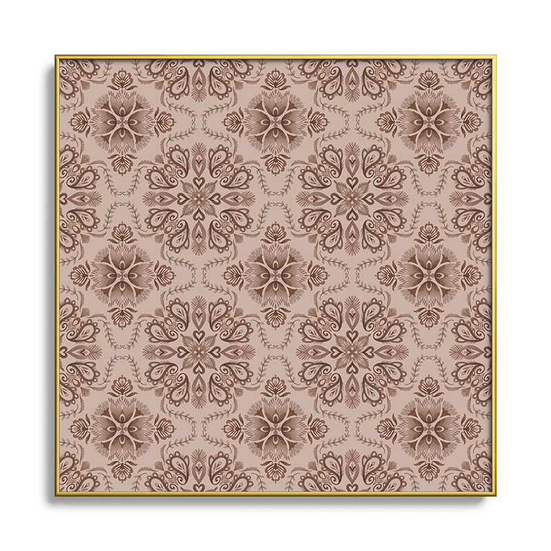 Pimlada Phuapradit Floral Tiles Light Brown Square Metal Framed Art Print