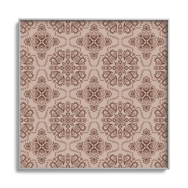 Pimlada Phuapradit Floral Tiles Light Brown Square Metal Framed Art Print