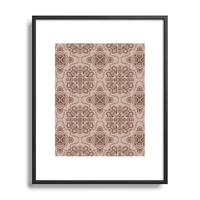 Pimlada Phuapradit Floral Tiles Light Brown Metal Framed Art Print