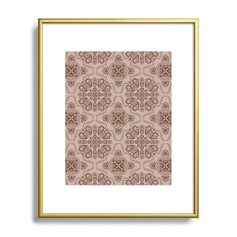 Pimlada Phuapradit Floral Tiles Light Brown Metal Framed Art Print